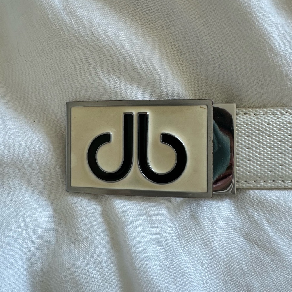 White Canvas Belt with Silver Buckle